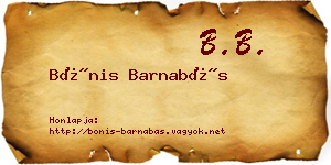 Bónis Barnabás névjegykártya